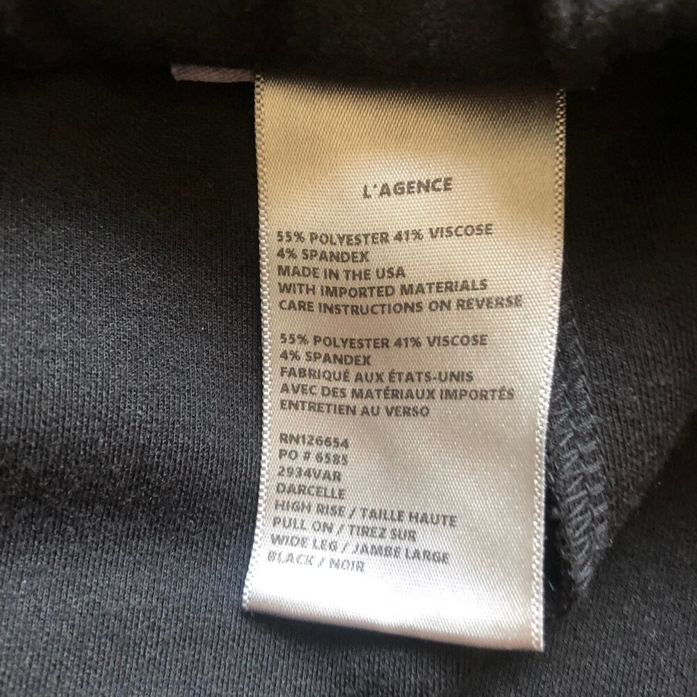 L'AGENCE Darcelle High Rise Pull On Black Wide Leg Pants Women's Size Small - Picture 12 of 16